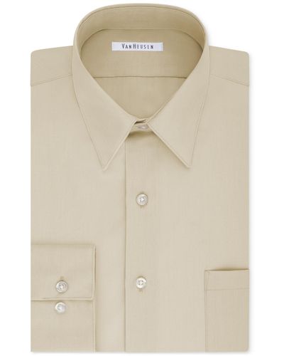 Van Heusen Big & Tall Classic/regular Fit Wrinkle Free Poplin Solid Dress Shirt - Natural