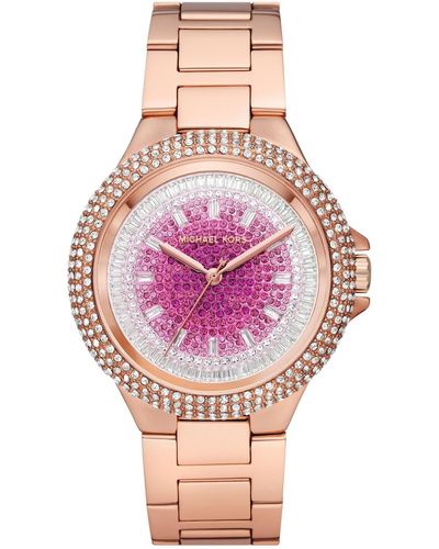 Michael Kors Oversized Camille Ombré Pavé Rose Gold-tone Watch - Pink