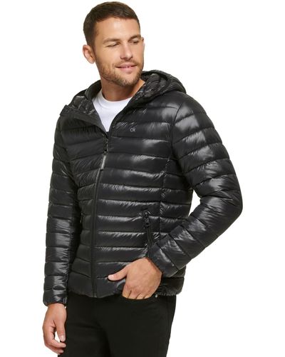 Calvin Klein Hooded & Quilted Packable Jacket - Black