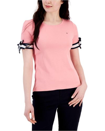 Tommy Hilfiger Cotton Tie-sleeve Top - Pink