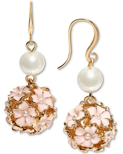 Charter Club Tone Imitation Pearl & Color Flower Cluster Drop Earrings - Metallic