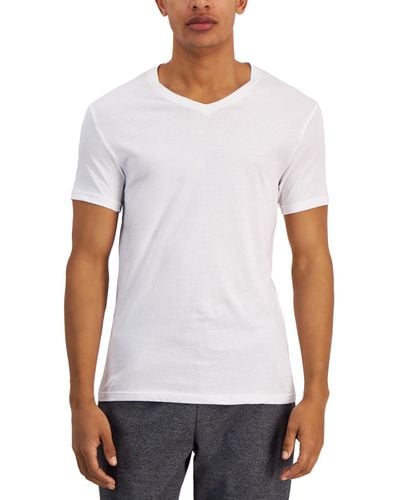 Alfani Regular-fit V-neck Solid Undershirts - White