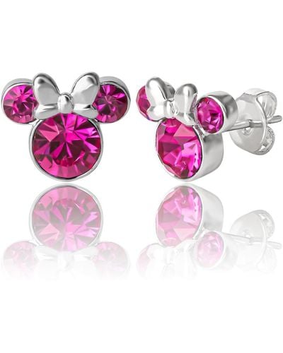 Disney Minnie Mouse Birthstone Stud Earrings - Pink
