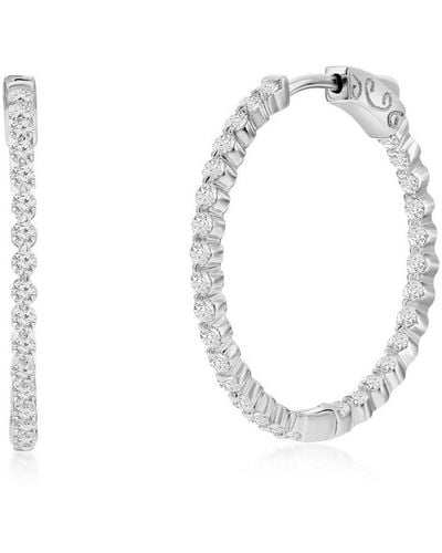 Simona Sterling Or Gold Plated Over Sterling 30mm Inside-outside Round Cz Hoop Earrings - Metallic