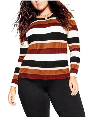City Chic Plus Size 70's Sweater - Multicolor