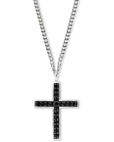 Effy Effy Black Spinel Cross Pendant Necklace 22" - Metallic