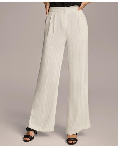 Donna Karan Pinstripe Wide-leg Pants - Natural
