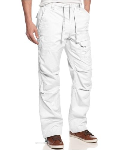 Sean John Big And Tall Pants, Pleat Pocket Flight Cargo Pants - White
