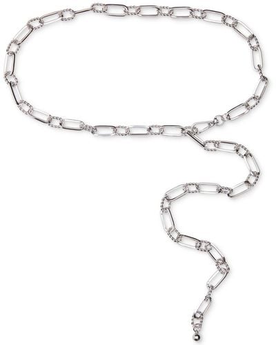 Steve Madden Paperclip & Twisted Ring Chain Belt - White