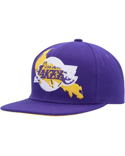 Mitchell & Ness Los Angeles Lakers Paint By Numbers Snapback Hat - Blue