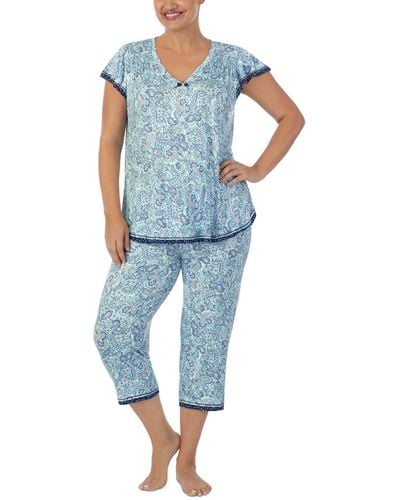 Ellen Tracy Plus Size 2-pc. Cropped Pajamas Set - Blue