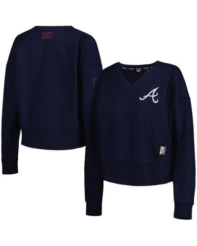 DKNY Sport Atlanta Braves Lily V-neck Pullover Sweatshirt - Blue