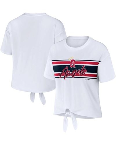 WEAR by Erin Andrews Los Angeles Angels Front Tie T-shirt - White