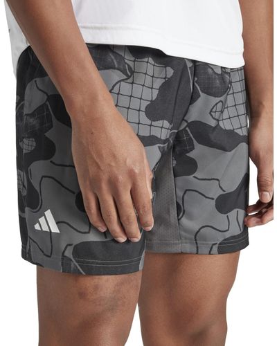 adidas Club Printed Drawstring Tennis Shorts - Gray
