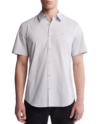 Calvin Klein Slim-fit Stretch Stripe Button-down Shirt - White