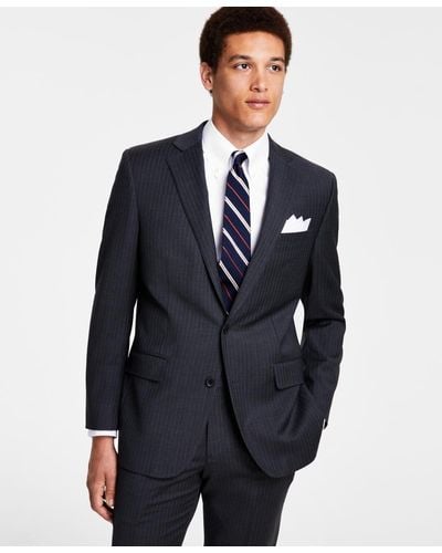 Brooks Brothers B By Classic-fit Stretch Pinstripe Wool Blend Suit Jackets - Blue