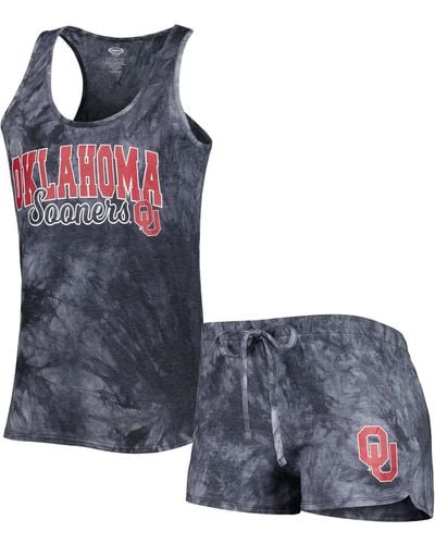 Concepts Sport Oklahoma Sooners Billboard Tie-dye Tank Top And Shorts Sleep Set - Blue