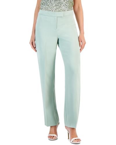 Anne Klein Solid Mid-rise Bootleg Ankle Pants - Green