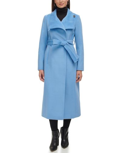Kenneth Cole Belted Maxi Wool Coat - Blue