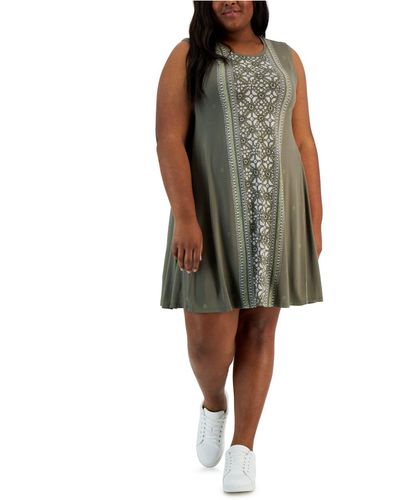 Style & Co. Plus Size Sleeveless Printed Flip Flop Dress, Created For Macy's - Green