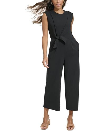 Calvin Klein Tie-waist Sleeveless Jumpsuit - Black