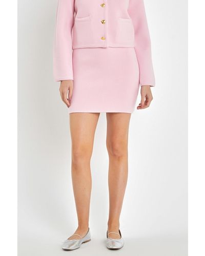 English Factory Knit Mini Skirt - Pink