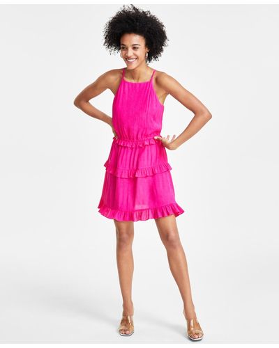 BarIII Ruffled Sleeveless Mini Dress - Pink