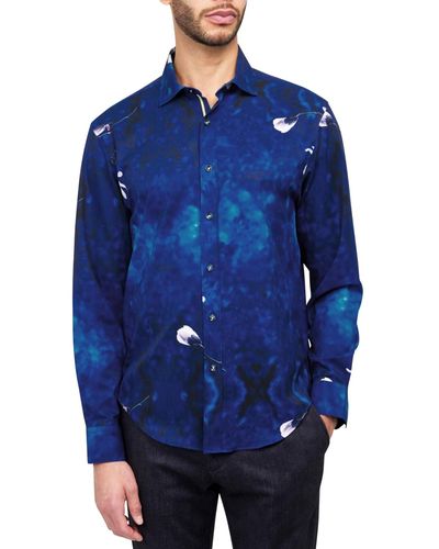 Society of Threads Performance Stretch Floral Shirt - Blue