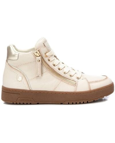 Xti Carmela Collection Leather High Top Sneakers By - Natural