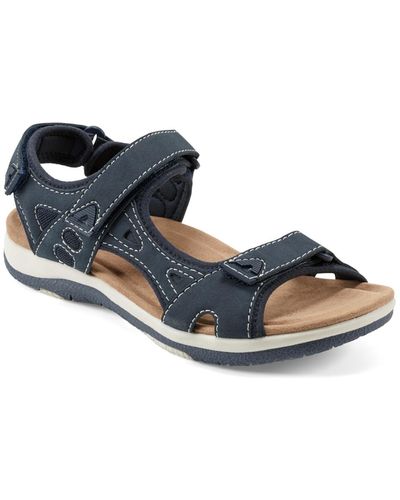 Earth Skylar Round Toe Lightweight Casual Flat Sandals - Blue