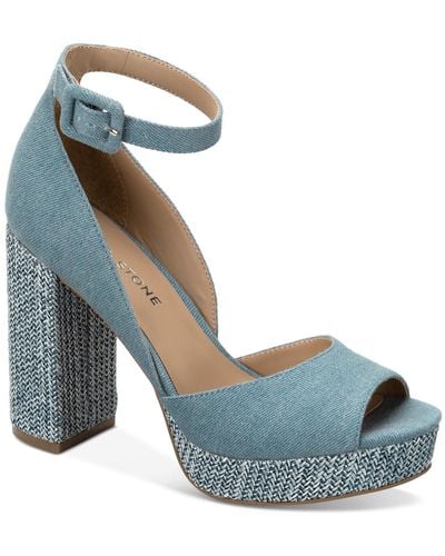 Sun & Stone Sun + Stone Reemaa Peep Toe Block Heel Platform Sandals - Blue