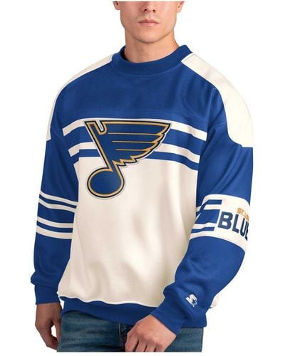 Starter St. Louis Blues Defense Fleece Crewneck Pullover Sweatshirt