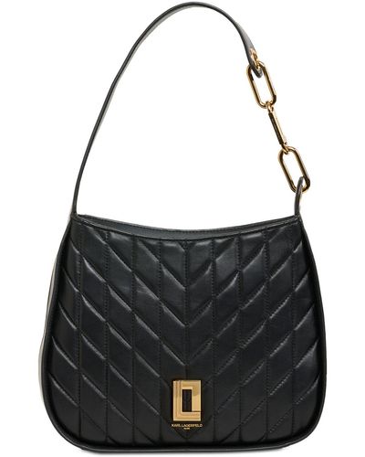 Karl Lagerfeld Lafayette Medium Quilted Leather Hobo - Black