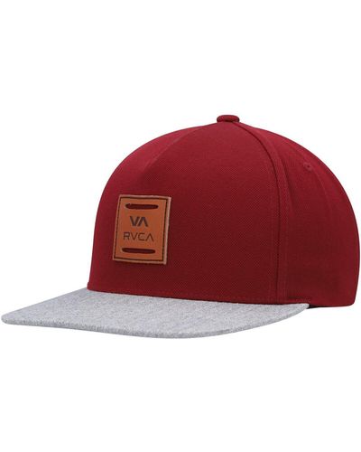 RVCA Burgundy And Gray All The Way Snapback Hat - Red