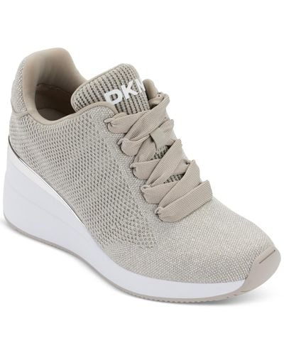 DKNY Parks Lace-up Wedge Sneakers - Gray