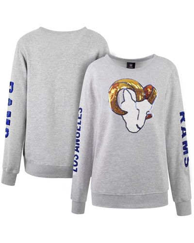 Cuce Los Angeles Rams Sequined Logo Pullover Sweatshirt - Gray