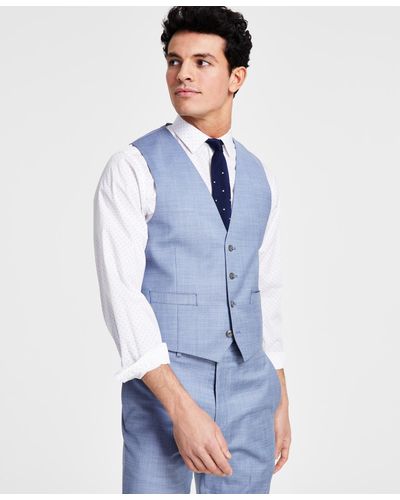 Calvin Klein Skinny-fit Wool-blend Infinite Stretch Suit Vest - Blue