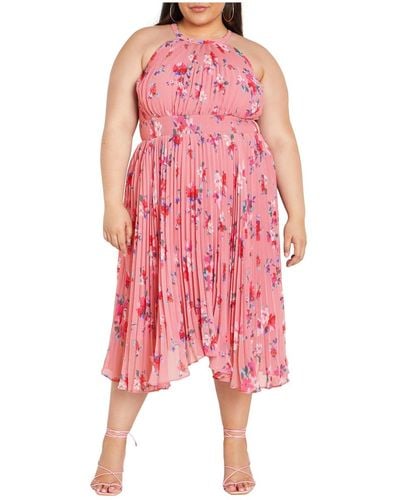 City Chic Plus Size Miriam Print Dress - Pink