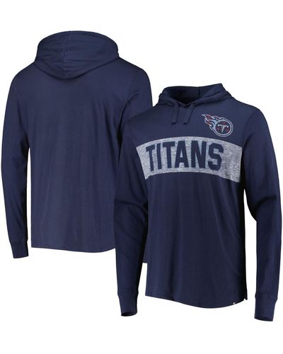 '47 Distressed Tennessee Titans Field Franklin Hooded Long Sleeve T-shirt - Blue