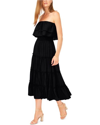 1.STATE Strapless Ruffle Tiered Maxi Dress - Black