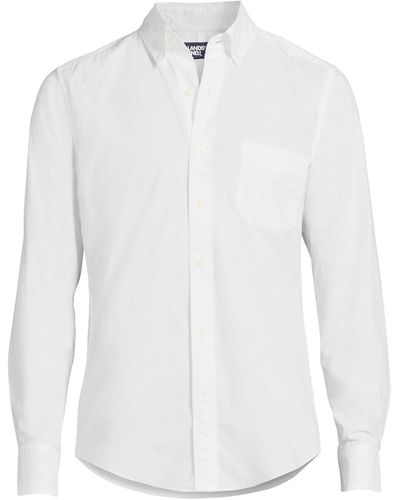 Lands' End Tailored Fit Essential Lightweight Long Sleeve Poplin Shirt - White