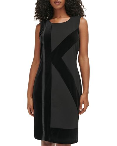Karl Lagerfeld Velvet-trim Sheath Dress - Black