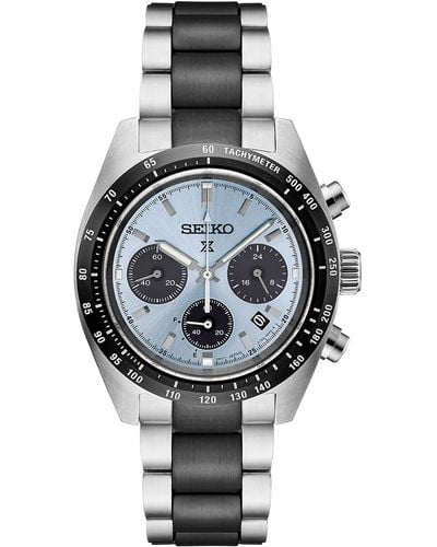 Seiko Chronograph Prospex Speedtimer Solar Two-tone Stainless Steel Bracelet Watch 39mm - White