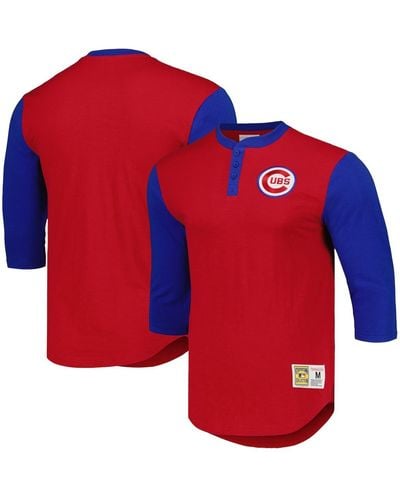 Mitchell & Ness Chicago Cubs Cooperstown Collection Legendary Slub Henley 3/4-sleeve T-shirt - Red