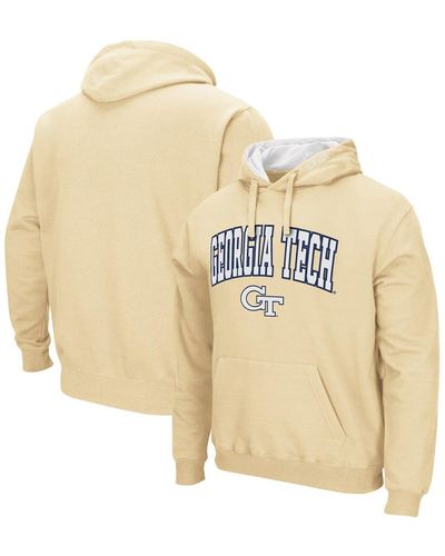 Colosseum Athletics Georgia Tech Yellow Jackets Arch And Logo Pullover Hoodie - Natural