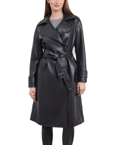 BCBGeneration Faux-leather Belted Trench Coat - Black