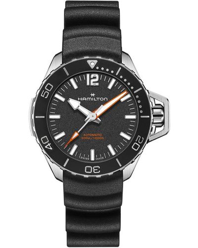 Hamilton Swiss Automatic Khaki Navy Frogman Rubber Strap Watch 41mm - Black