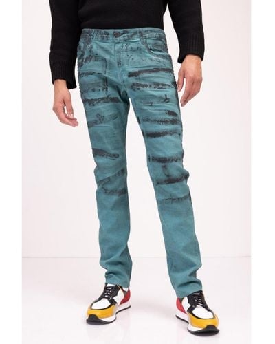Ron Tomson Modern Swiped Denim Jeans - Green