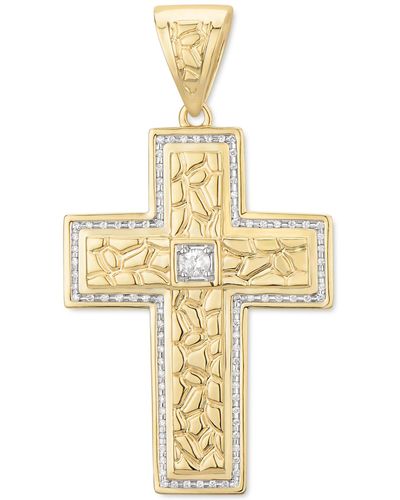 Macy's Diamond Textured Cross Pendant (1/2 Ct. T.w. - Metallic