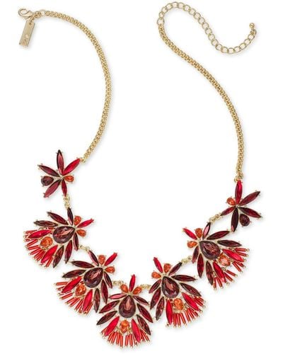 INC International Concepts Gold-tone Crystal Flower Necklace - Red